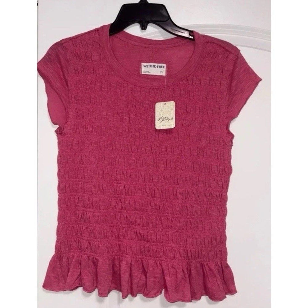 Free People Sylvie Pink Ruffle Top Size Small, New With Tags